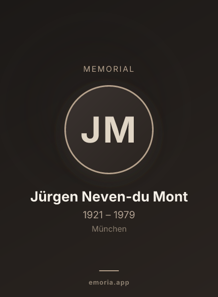 Memorial portrait of Jürgen Neven-du Mont