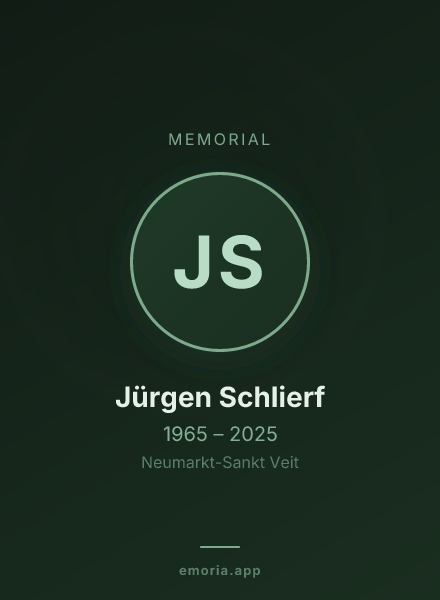 Memorial portrait of Jürgen Schlierf