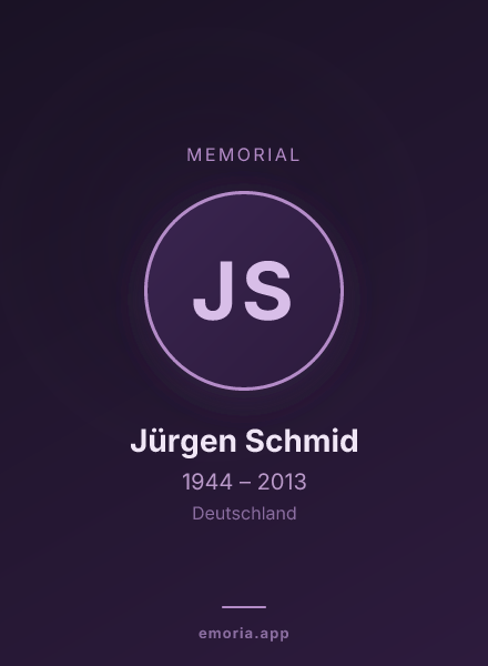 Memorial portrait of Jürgen Schmid