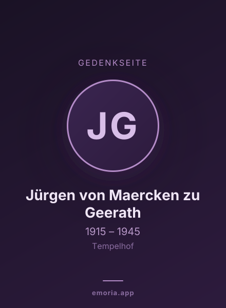 Gedenkportrait von Jürgen von Maercken zu Geerath