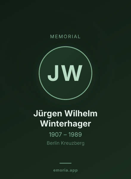 Memorial portrait of Jürgen Wilhelm Winterhager