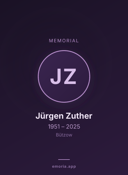 Memorial portrait of Jürgen Zuther
