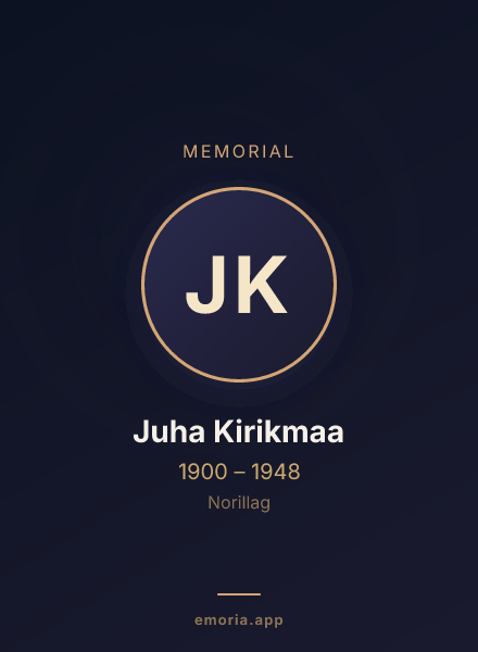 Memorial portrait of Juha Kirikmaa