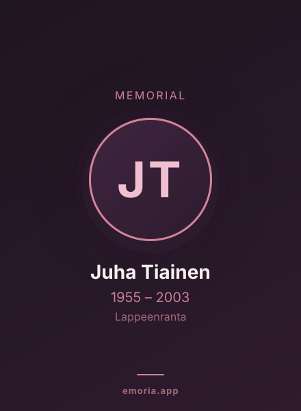 Memorial portrait of Juha Tiainen