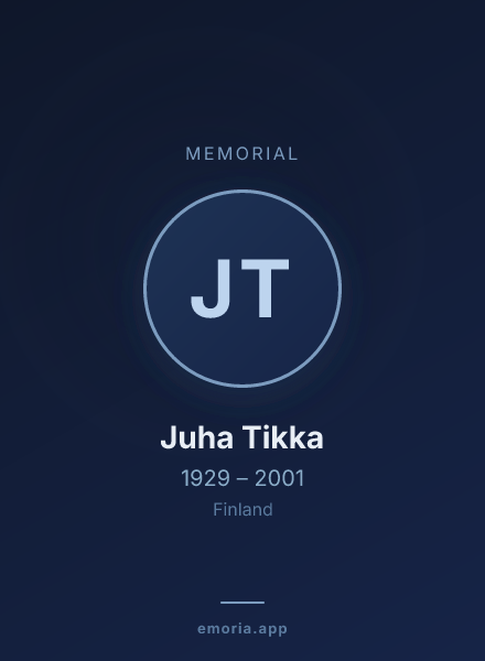 Memorial portrait of Juha Tikka