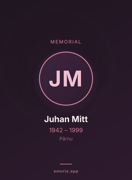 Memorial portrait of Juhan Mitt