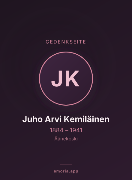 Gedenkportrait von Juho Arvi Kemiläinen