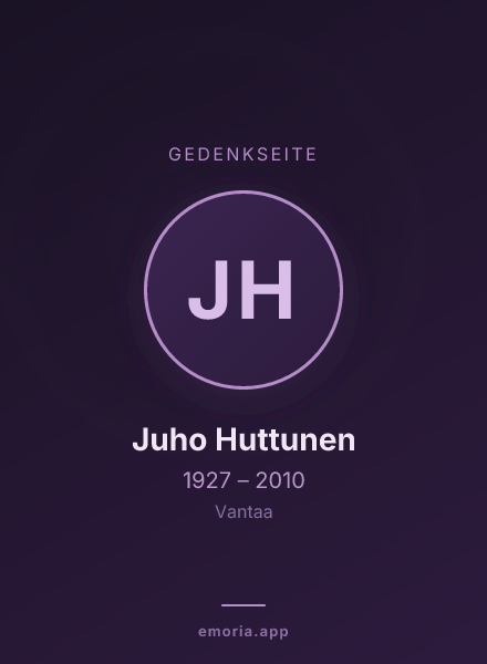 Gedenkportrait von Juho Huttunen