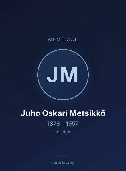 Memorial portrait of Juho Oskari Metsikkö