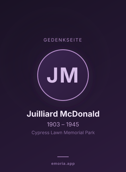 Gedenkportrait von Juilliard McDonald