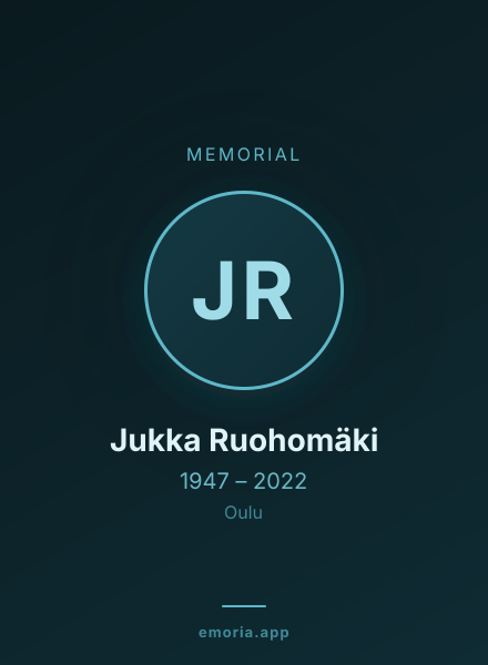 Memorial portrait of Jukka Ruohomäki