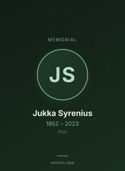 Memorial portrait of Jukka Syrenius