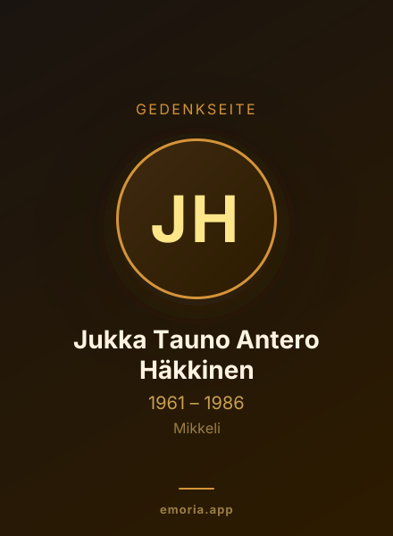 Gedenkportrait von Jukka Tauno Antero Häkkinen