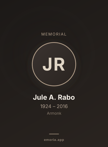 Memorial portrait of Jule A. Rabo