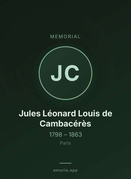 Memorial portrait of Jules Léonard Louis de Cambacérès
