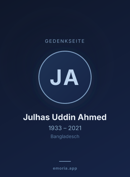 Gedenkportrait von Julhas Uddin Ahmed