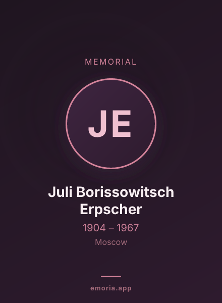 Memorial portrait of Juli Borissowitsch Erpscher