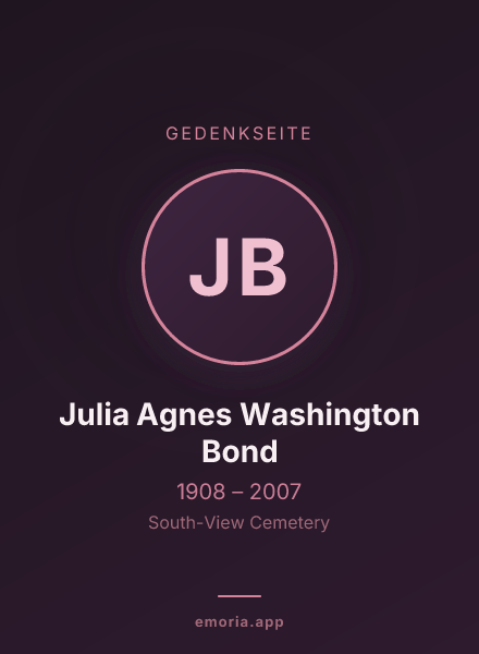 Gedenkportrait von Julia Agnes Washington Bond