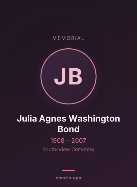 Memorial portrait of Julia Agnes Washington Bond