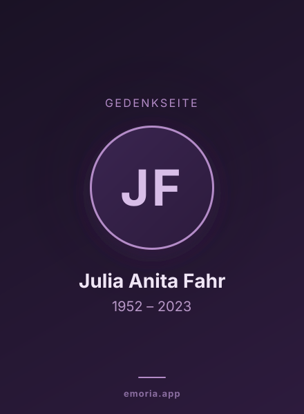 Gedenkportrait von Julia Anita Fahr