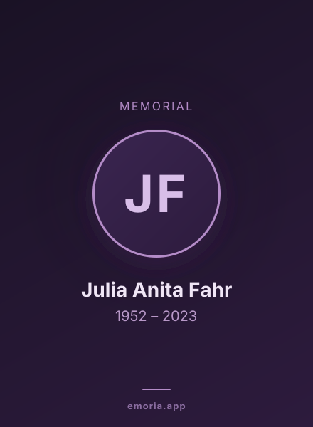 Memorial portrait of Julia Anita Fahr