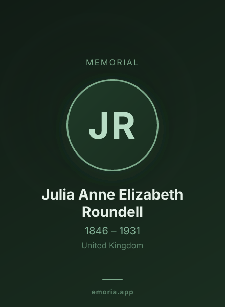 Memorial portrait of Julia Anne Elizabeth Roundell