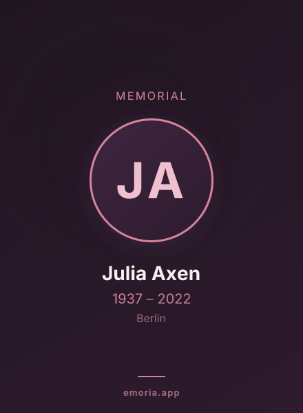 Memorial portrait of Julia Axen