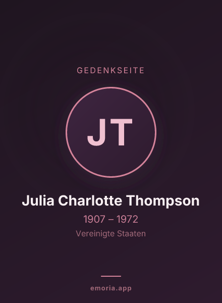 Gedenkportrait von Julia Charlotte Thompson