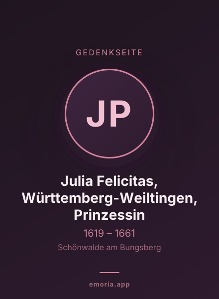 Gedenkportrait von Julia Felicitas, Württemberg-Weiltingen, Prinzessin