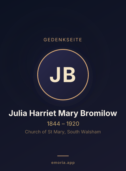 Gedenkportrait von Julia Harriet Mary Bromilow