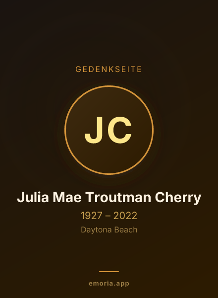 Gedenkportrait von Julia Mae Troutman Cherry