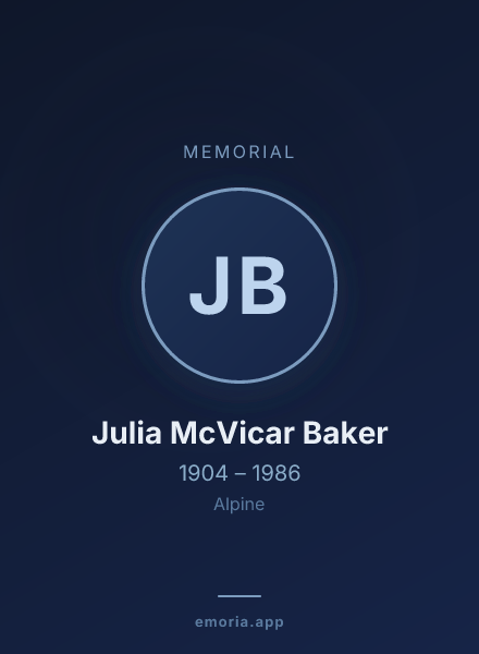 Memorial portrait of Julia McVicar Baker
