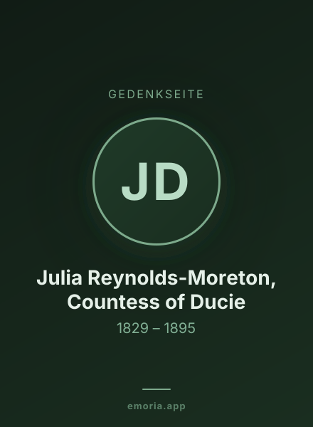 Gedenkportrait von Julia Reynolds-Moreton, Countess of Ducie