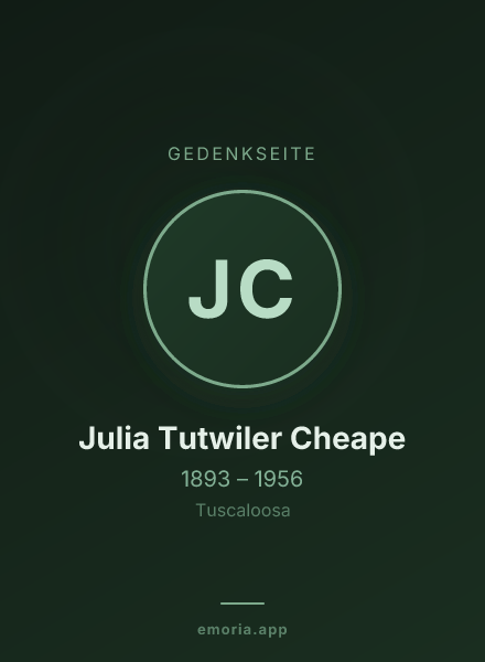 Gedenkportrait von Julia Tutwiler Cheape