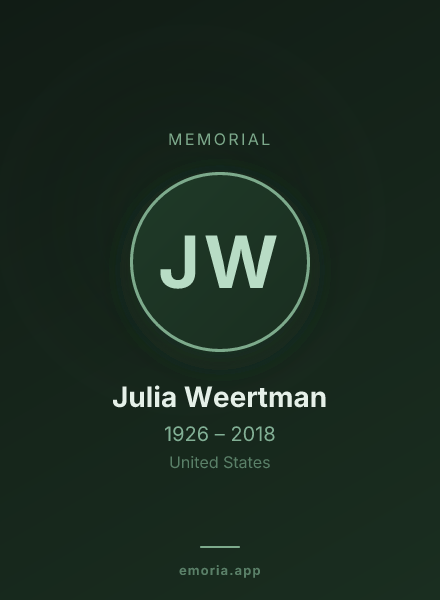 Memorial portrait of Julia Weertman