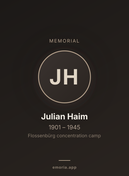 Memorial portrait of Julian Haim