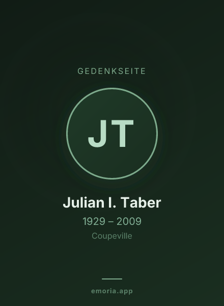 Gedenkportrait von Julian I. Taber