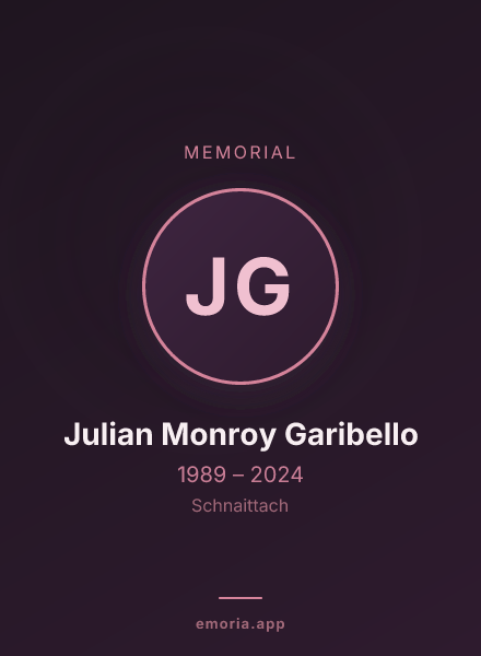 Memorial portrait of Julian Monroy Garibello