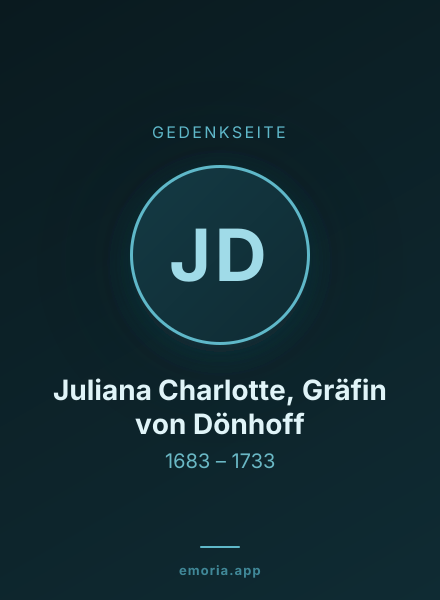 Gedenkportrait von Juliana Charlotte, Gräfin von Dönhoff