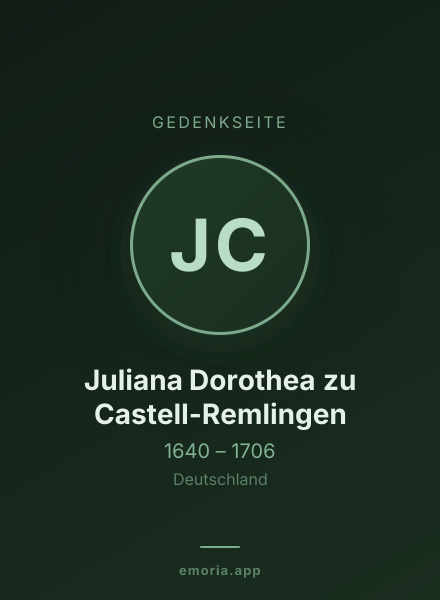 Gedenkportrait von Juliana Dorothea zu Castell-Remlingen