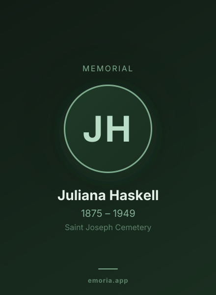Memorial portrait of Juliana Haskell