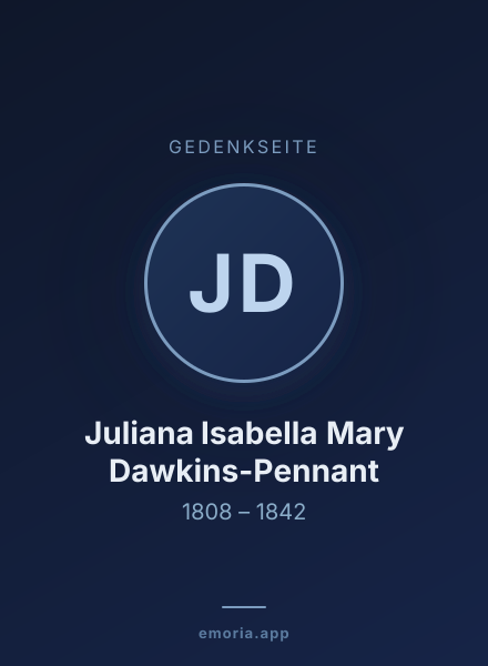 Gedenkportrait von Juliana Isabella Mary Dawkins-Pennant