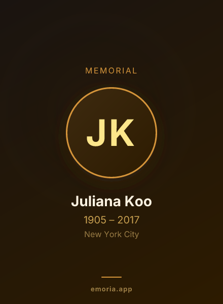 Memorial portrait of Juliana Koo