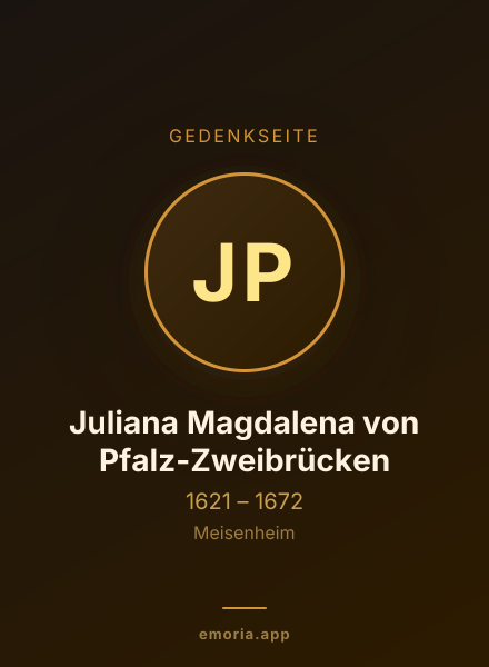 Gedenkportrait von Juliana Magdalena von Pfalz-Zweibrücken