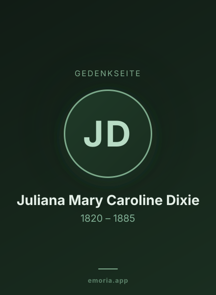 Gedenkportrait von Juliana Mary Caroline Dixie