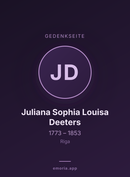 Gedenkportrait von Juliana Sophia Louisa Deeters
