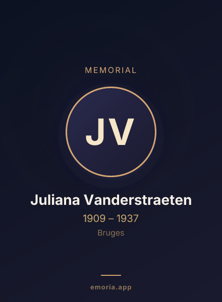 Memorial portrait of Juliana Vanderstraeten
