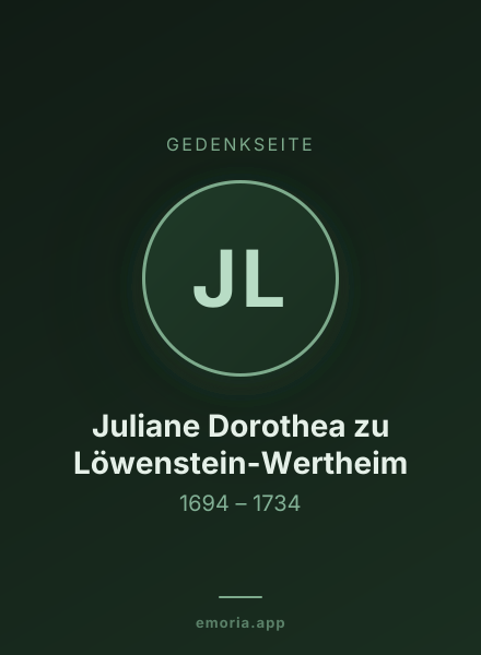 Gedenkportrait von Juliane Dorothea zu Löwenstein-Wertheim