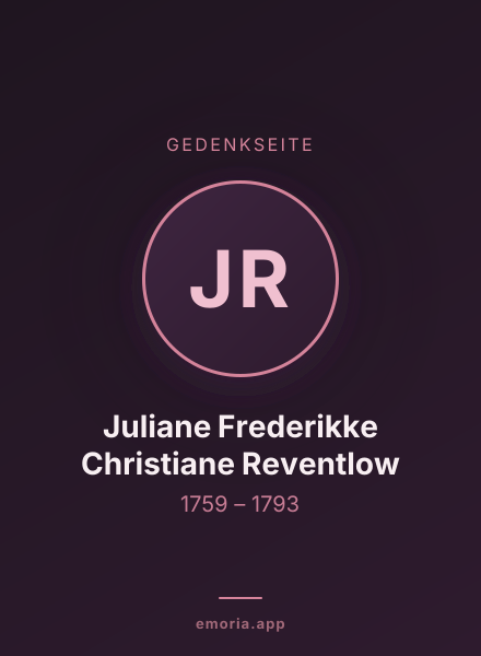 Gedenkportrait von Juliane Frederikke Christiane Reventlow