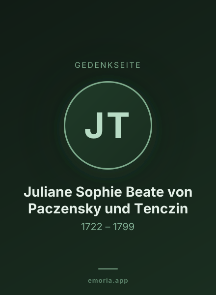 Gedenkportrait von Juliane Sophie Beate von Paczensky und Tenczin